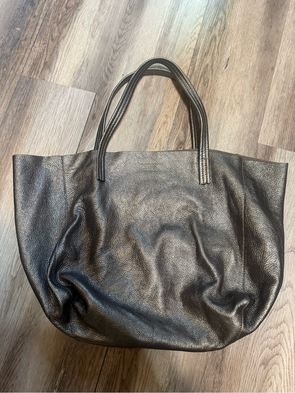 Kurt Geiger Gun metalLeather Tote with Double Handles - Picture 3 of 5